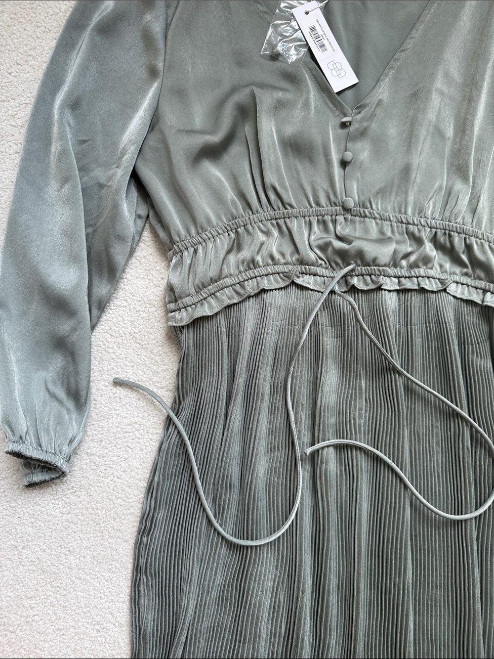Baltic Born Eucalyptus Satin V-Neck Midi Dress - Picture 5 of 6